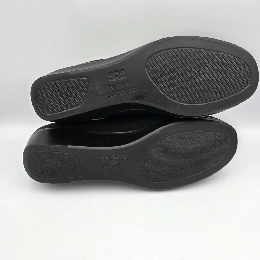 SAS Bliss Women's Sz 8.5 M Shoes Black Gray Slip On Comfort Career Wedge Shoes